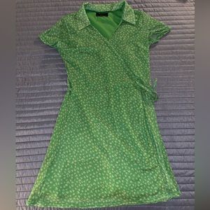 Urban Outfitters - UO Modern Mesh Collared Mini Wrap Dress